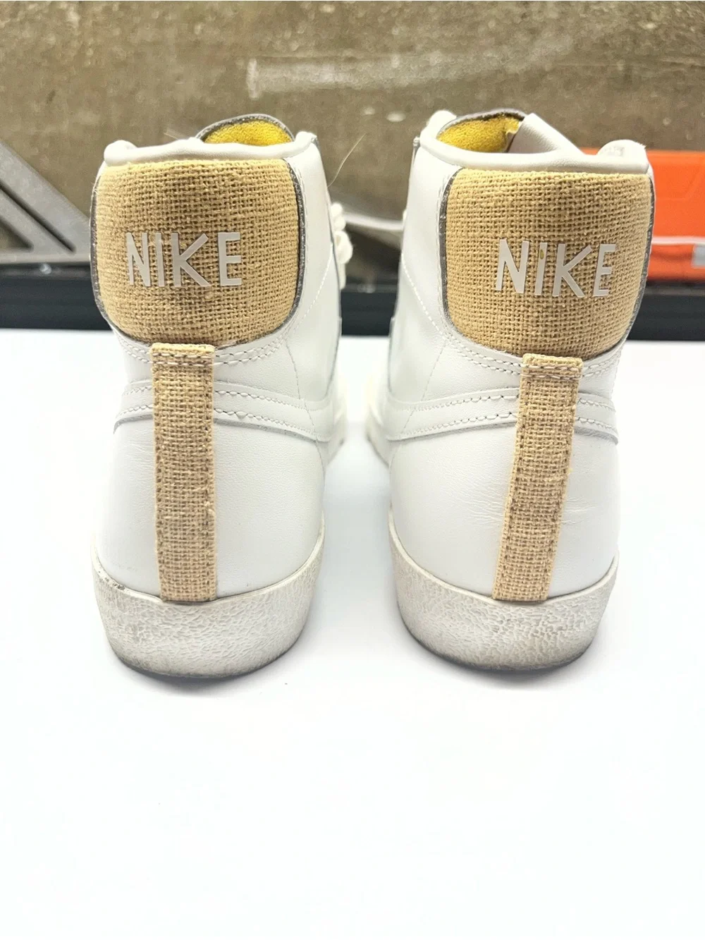 Nike Women’s White High-Top Sneakers with Tan Panels